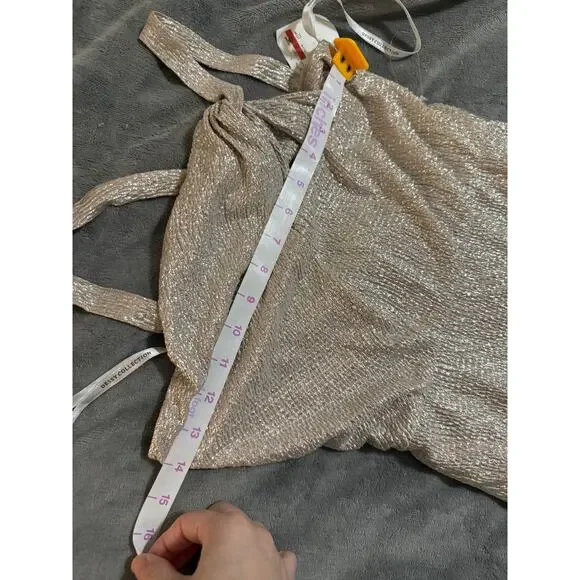 NWT Dessy Formal Maxi Dress One Shoulder TWIST METALLIC GOWN Rose Gold Size 0 - Picture 10 of 11